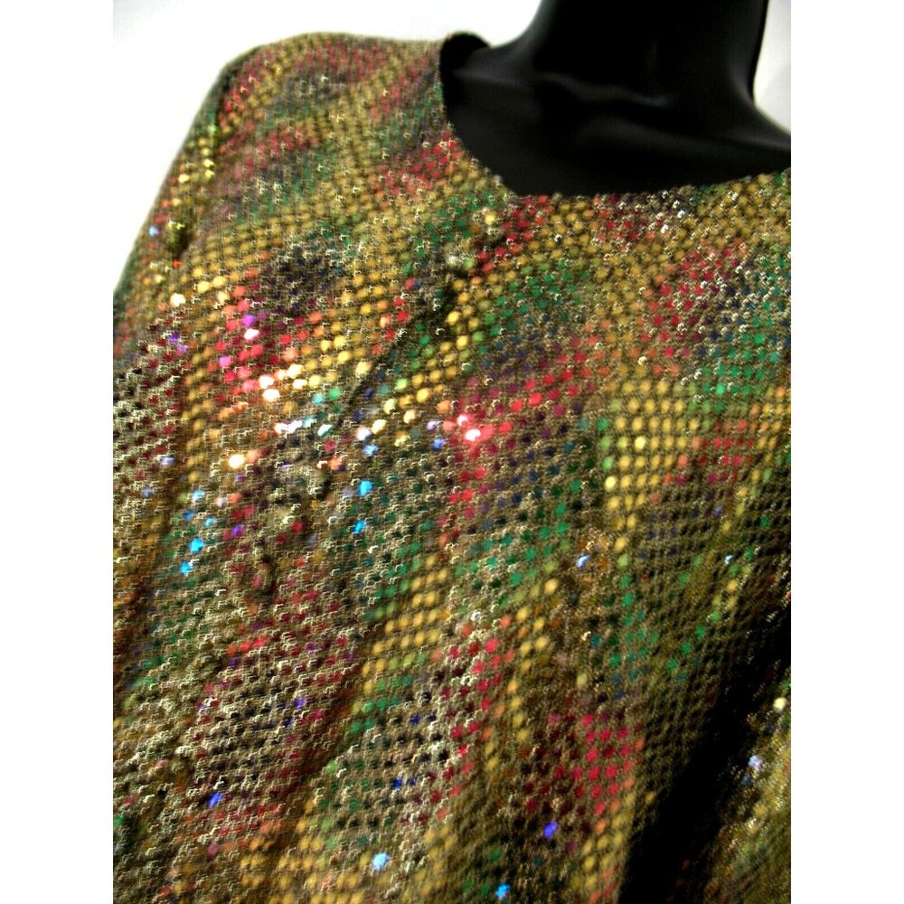 VTG Sequin Another Thyme Women Med PolkaDot Disco Rainbow Skittles Party MadeUSA